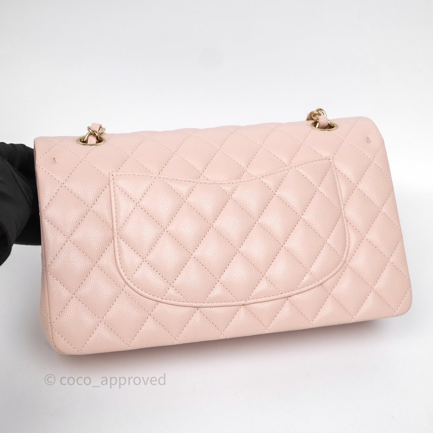 Chanel Classic M/L Medium Flap Quilted Pink Caviar Gold Hardware