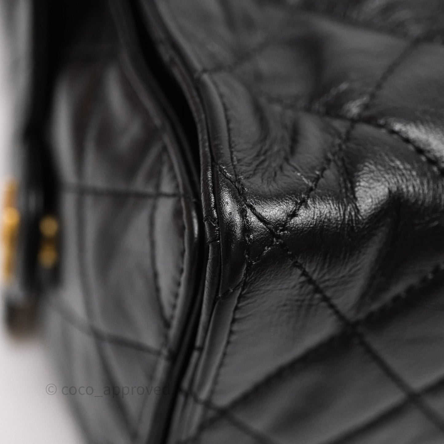 Chanel 25 Medium Black Crumpled Calfskin Aged Gold Hardware