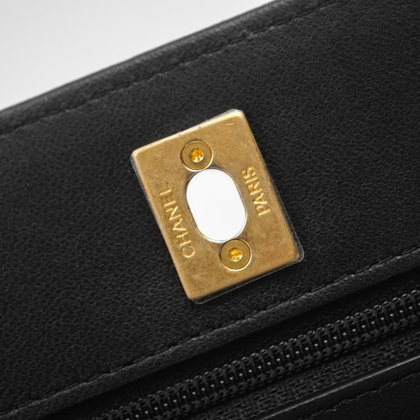Chanel Quilted Pearl Crush Wallet on Chain WOC Black Lambskin Aged Gold Hardware
