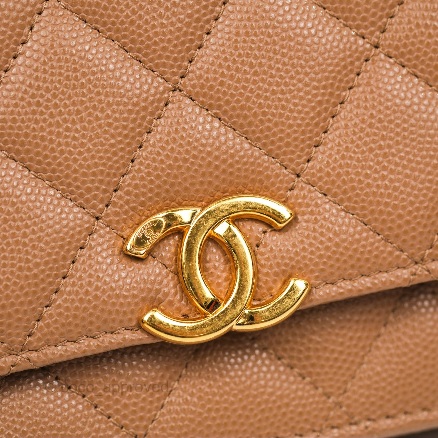 Chanel Coco First Wallet On Chain WOC Dark Beige Caviar Gold Hardware 22K