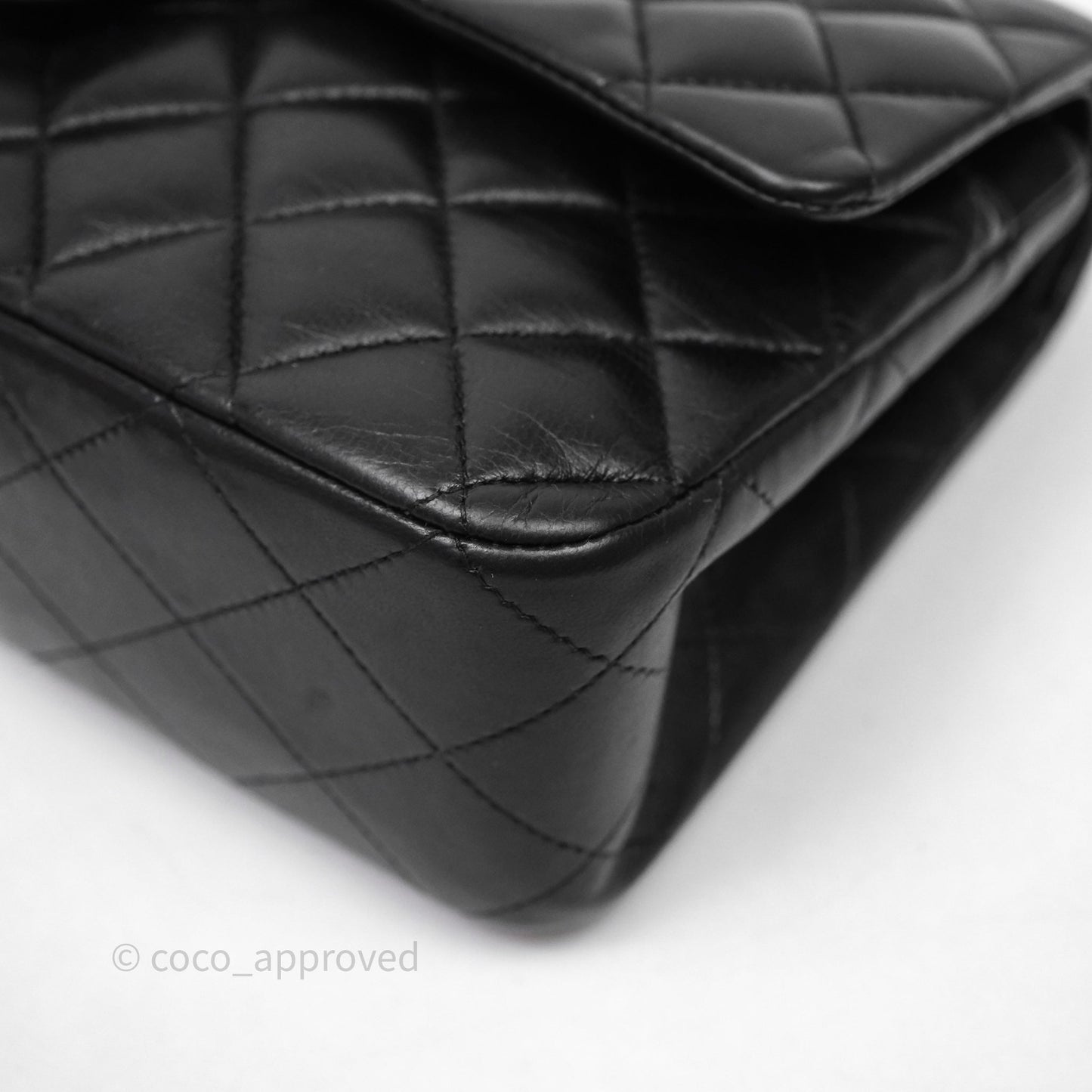 Chanel Vintage Classic M/L Medium Double Flap Black Lambskin 24K Gold Hardware