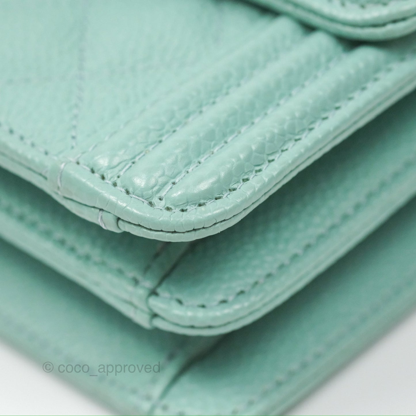 Chanel Quilted North South Boy Flap Tiffany Green Caviar Gold Hardware