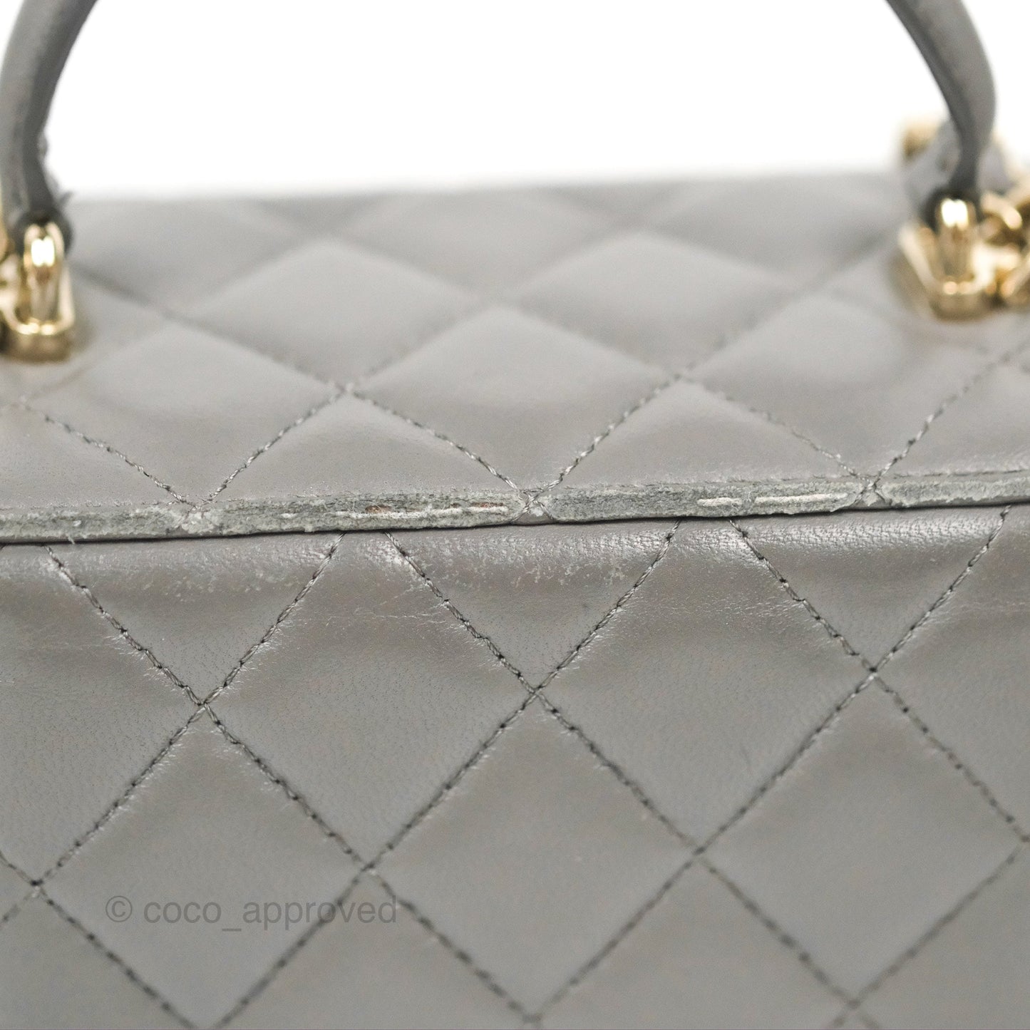 Chanel Vanity Rectangular Top Handle Dark Grey Lambskin Gold Hardware