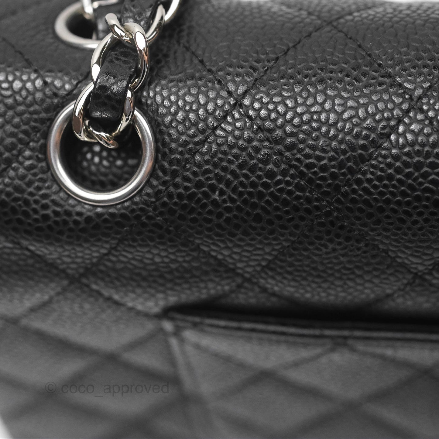 Chanel Classic M/L Medium Flap Quilted Black Caviar Silver Hardware