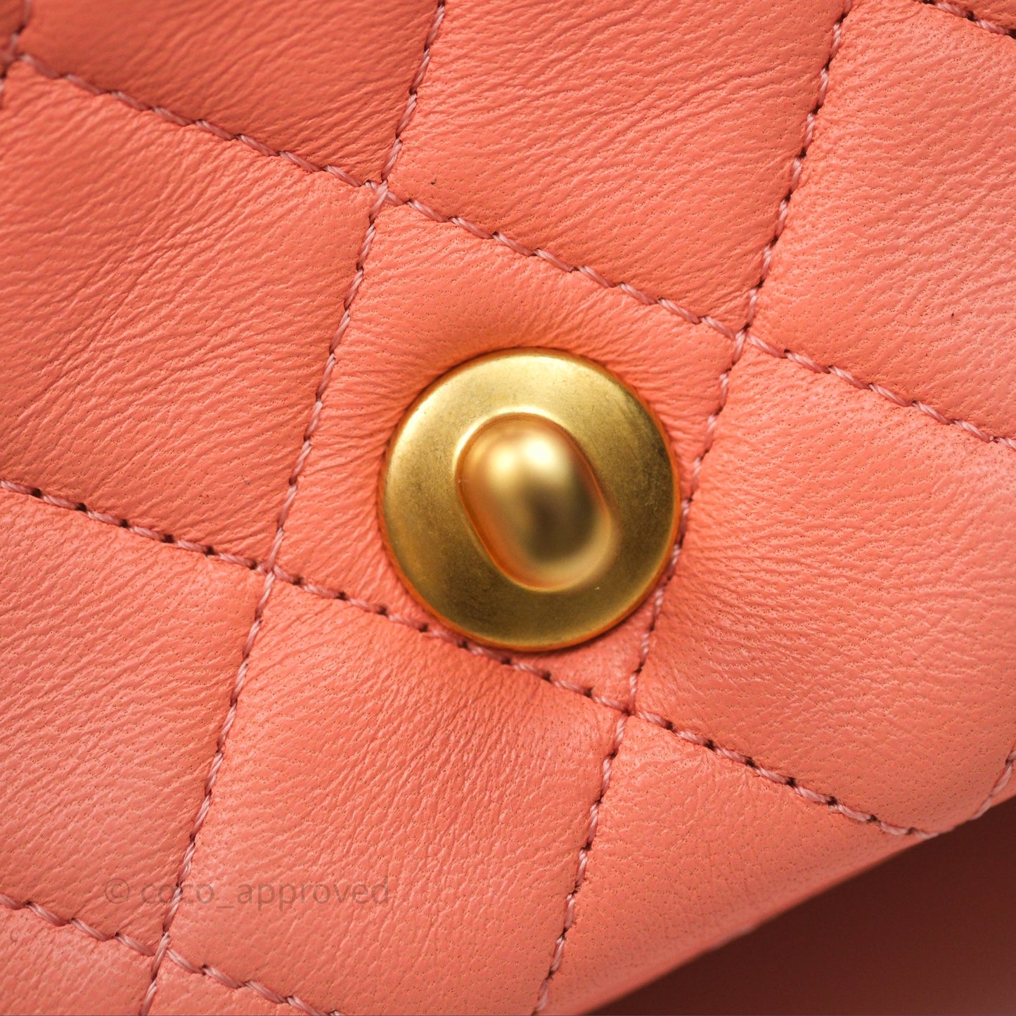 Chanel Pearl Crush Mini Square Quilted Peachy Pink Lambskin Aged Gold Hardware
