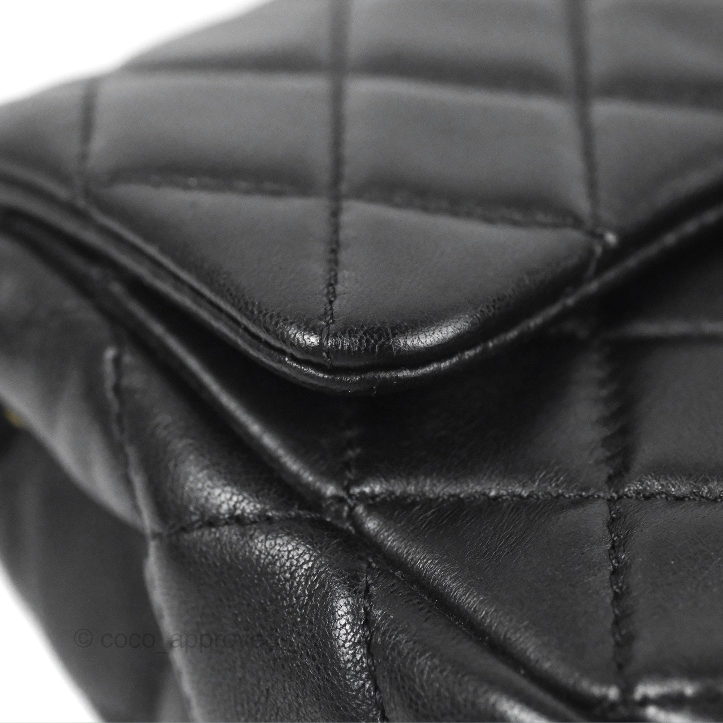 Chanel Mini Rectangular Pearl Crush Black Lambskin Aged Gold Hardware