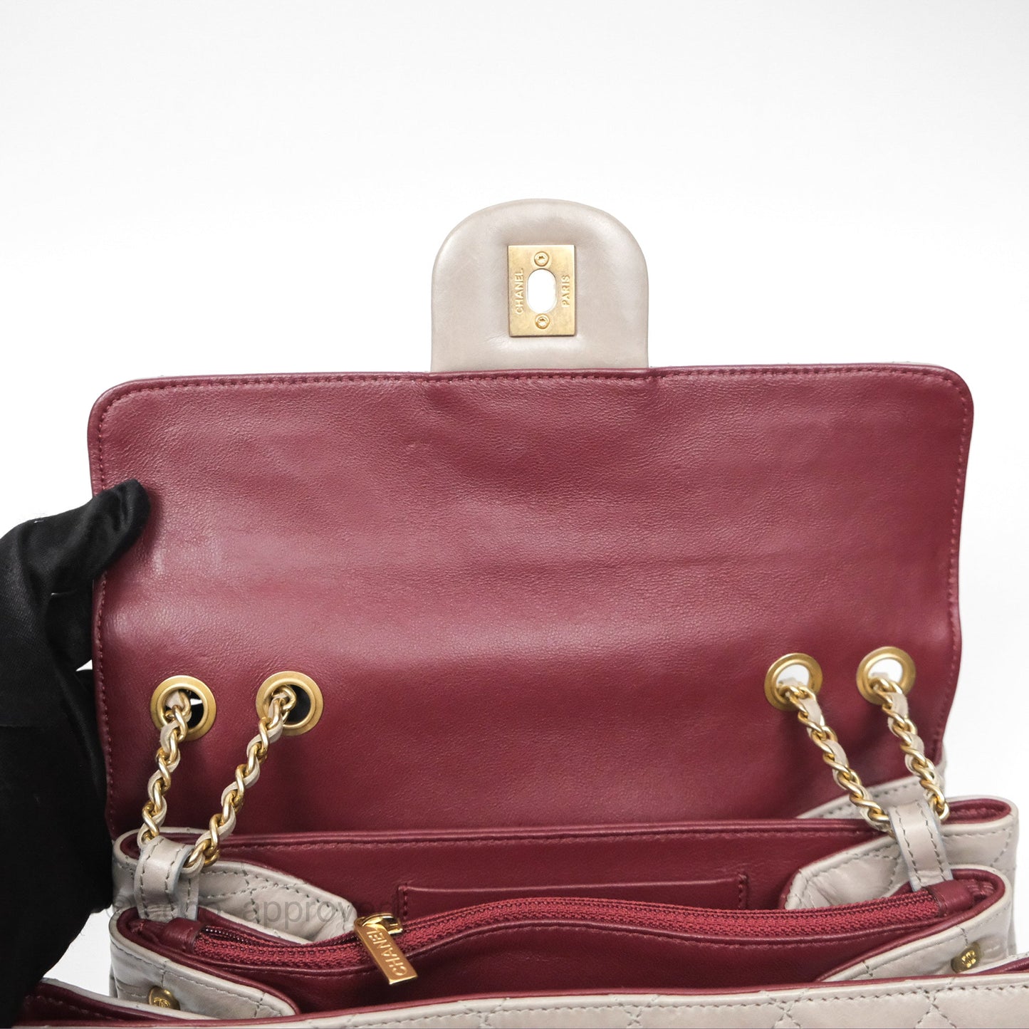 Chanel Accordion Flap Bag Taupe Crinkled Glazed Calfskin
