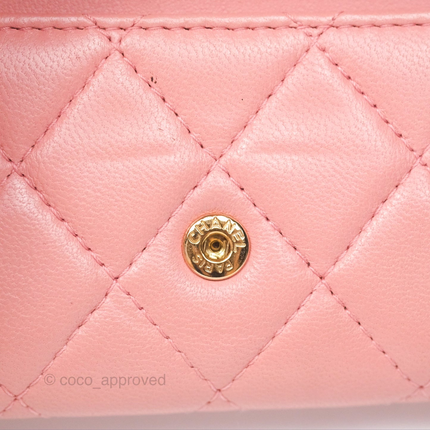Chanel Classic Flap Card Holder Quilted Pink Lambskin Gold Hardware