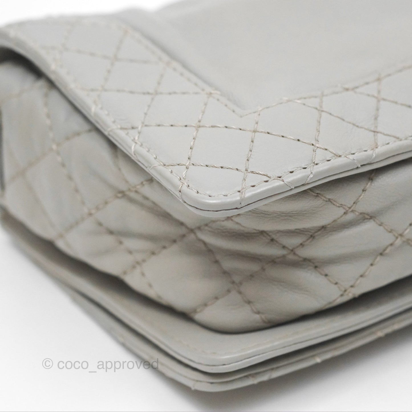 Chanel Medium Boy Reverso Flap Light Grey Calfskin Ruthenium Hardware