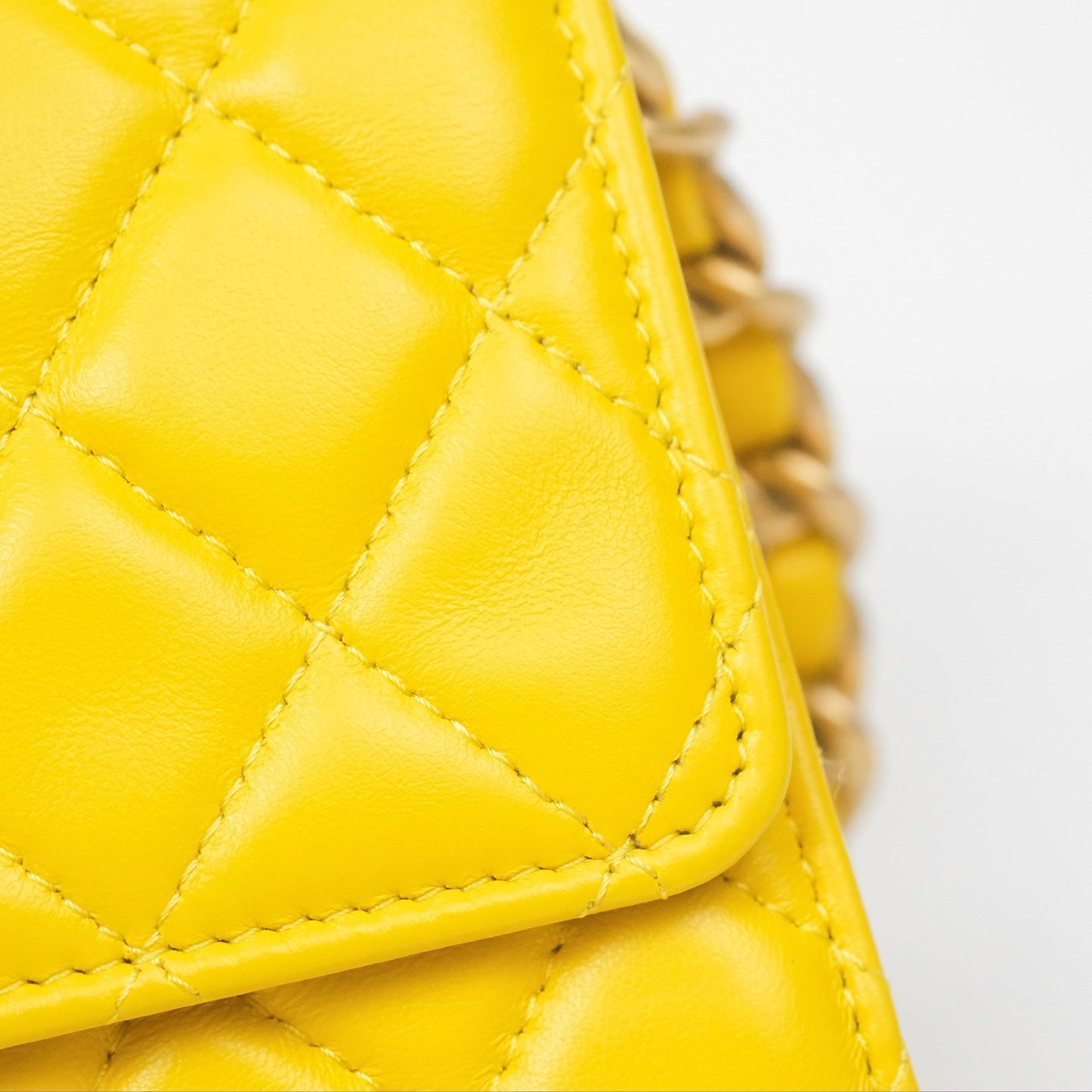 Chanel Lacquered Chain Mini WOC Yellow Lambskin