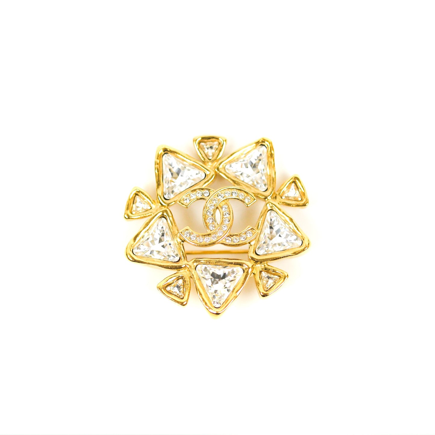 Chanel CC Crystal Brooch Gold Tone 20A