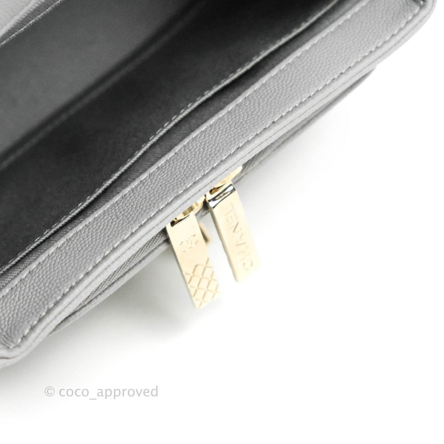 Chanel Quilted Small Business Affinity Flap Grey Caviar Gold Hardware
