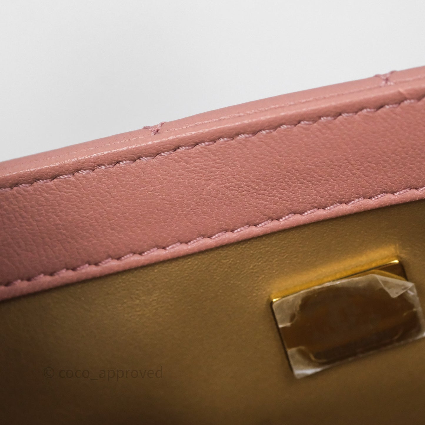 Chanel Mini Rectangular Pearl Crush Dusty Pink Lambskin Aged Gold Hardware