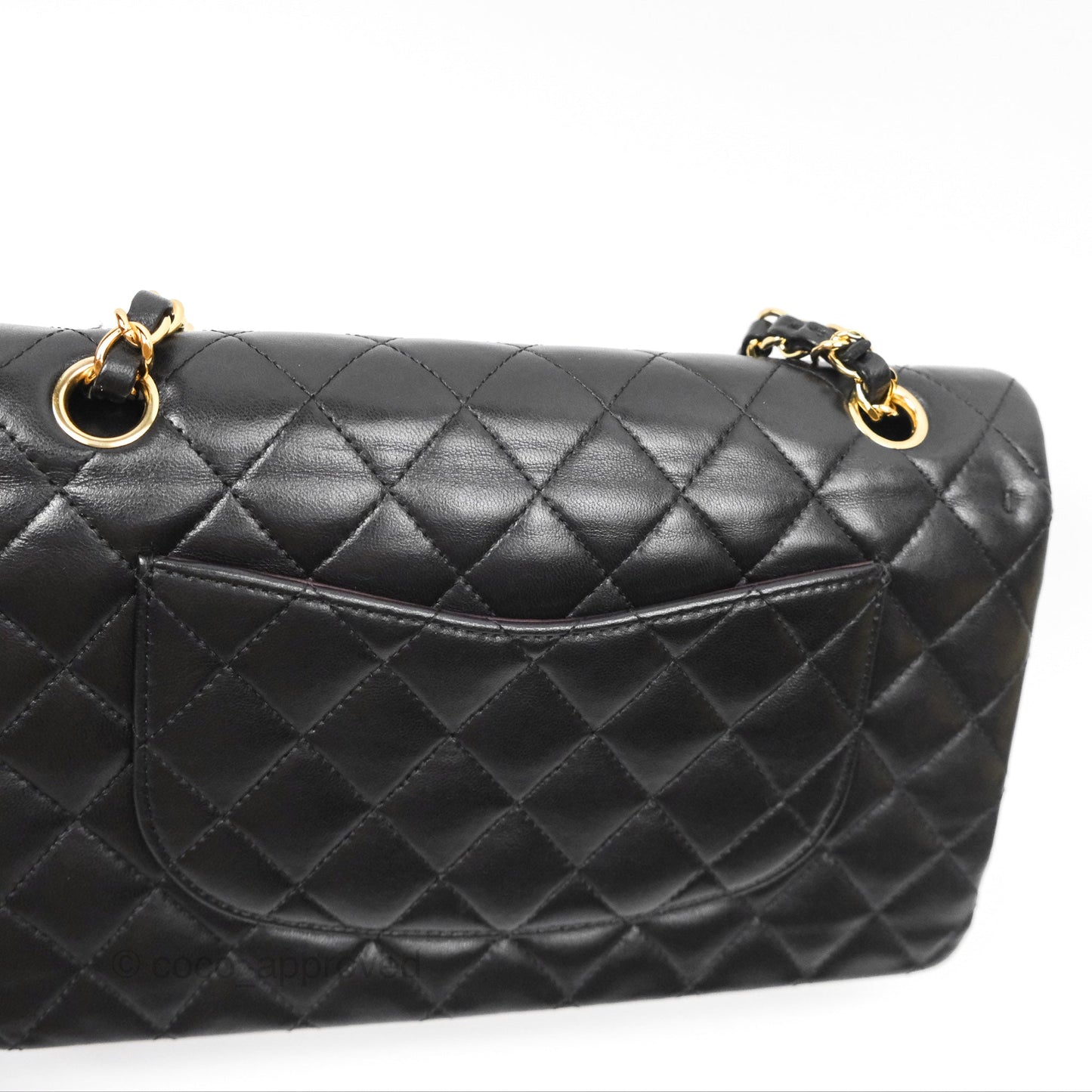 Chanel Classic M/L Medium Flap Quilted Black Lambskin Gold Hardware