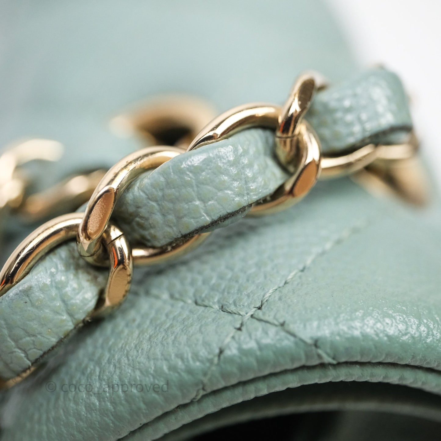 Chanel Small Quilted Classic Flap Tiffany Green Cavier Gold Hardware