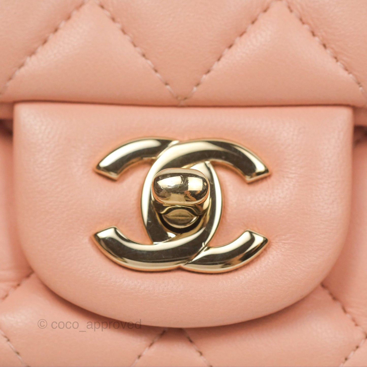 Chanel Quilted Mini Square Lambskin Light Beige Pink Gold Hardware