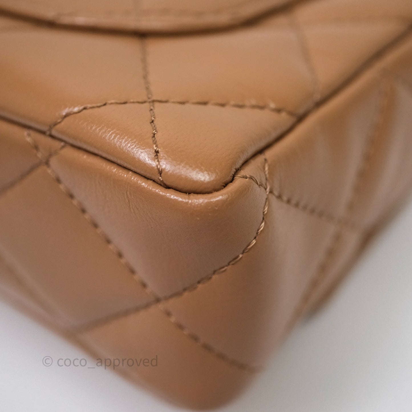 Chanel Top Handle Flap Bag Beige Lambskin Gold Hardware
