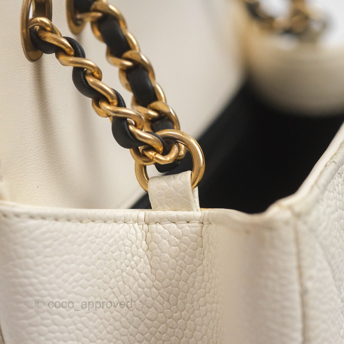 Chanel Small CC Filigree Flap Quilted Ivory Caviar