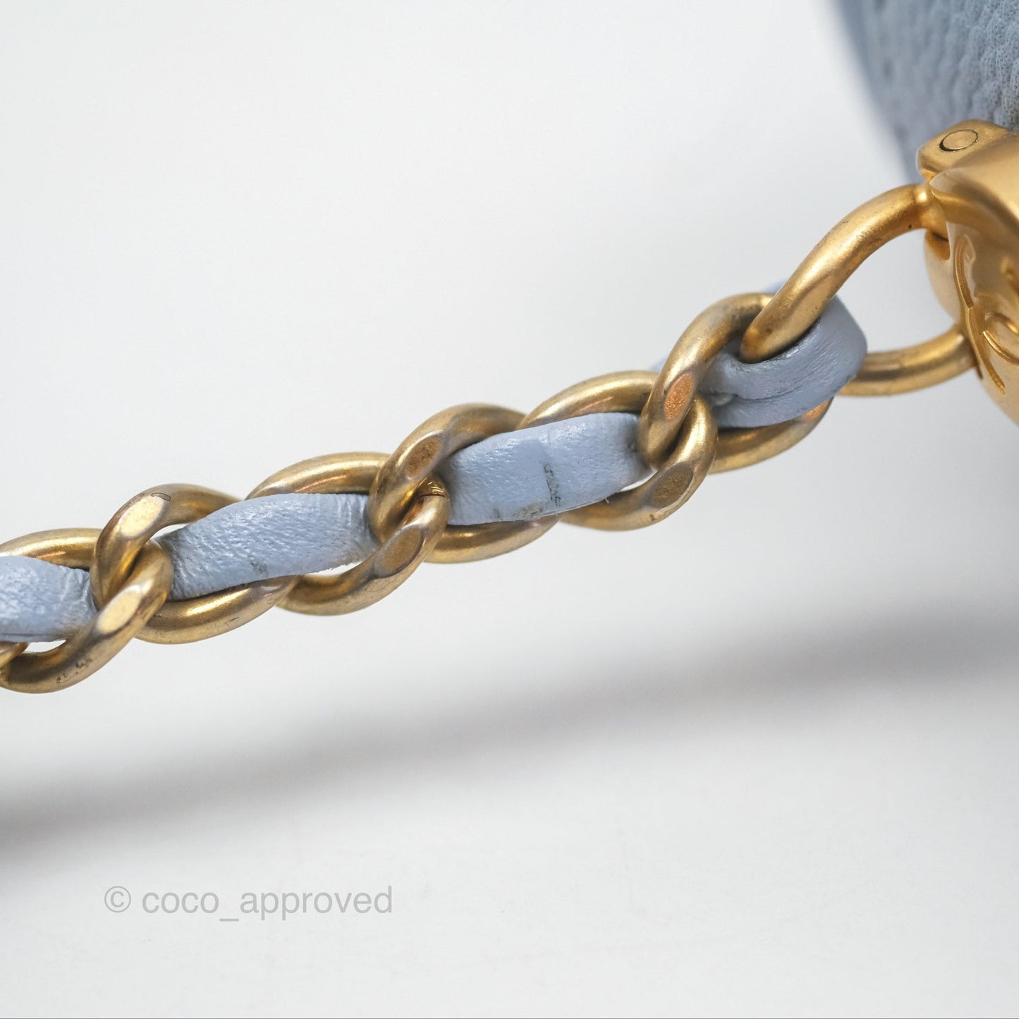 Chanel Quilted My Perfect Mini Iridescent Blue Caviar Aged Gold Hardware