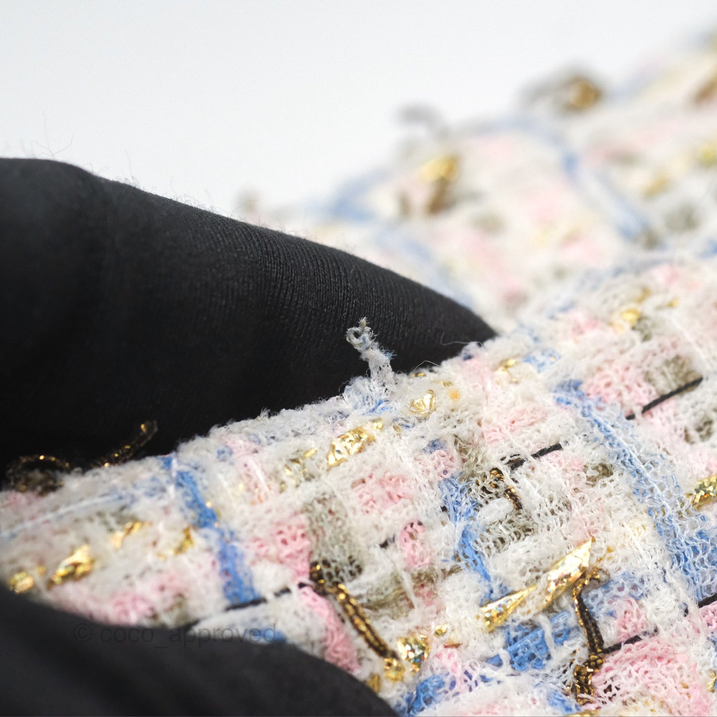 Chanel Mini Rectangular Flap Pink/ Blue/ Gold Tweed Gold Hardware