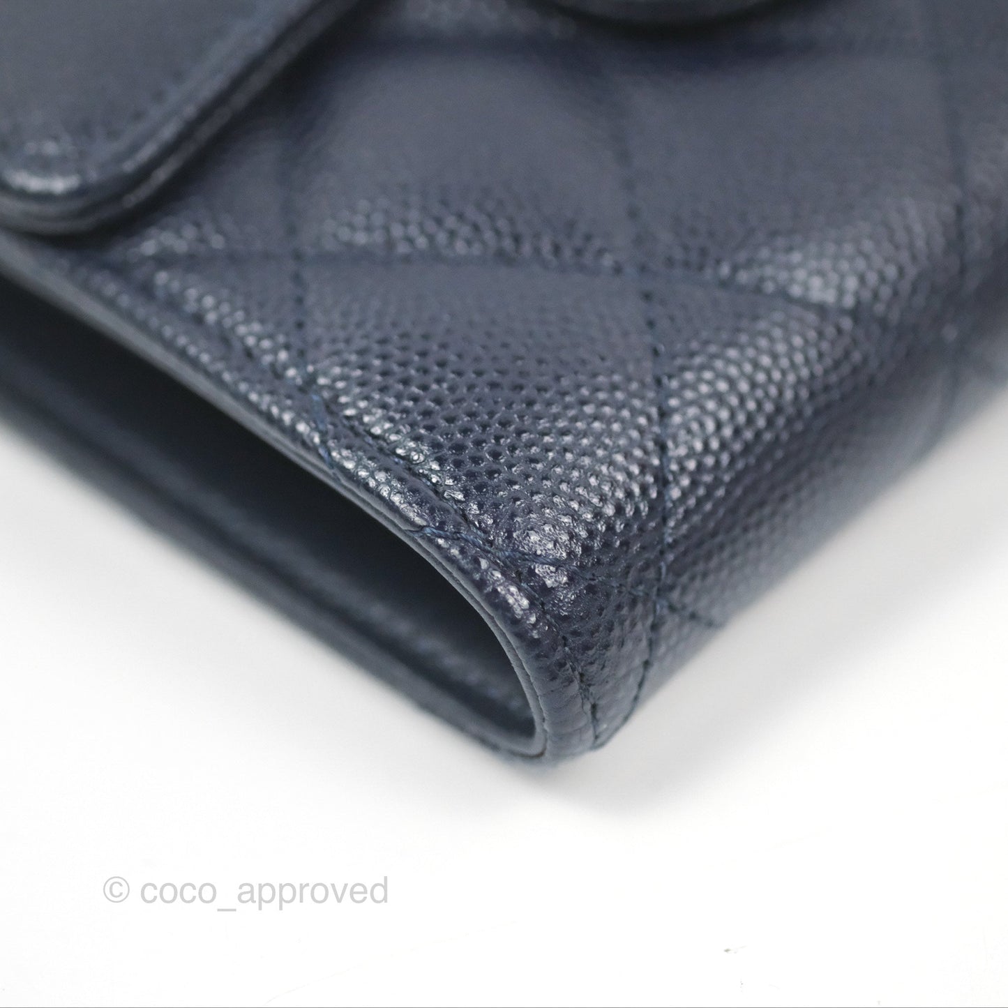 Chanel Classic Short Flap Wallet Navy Caviar Gold Hardware