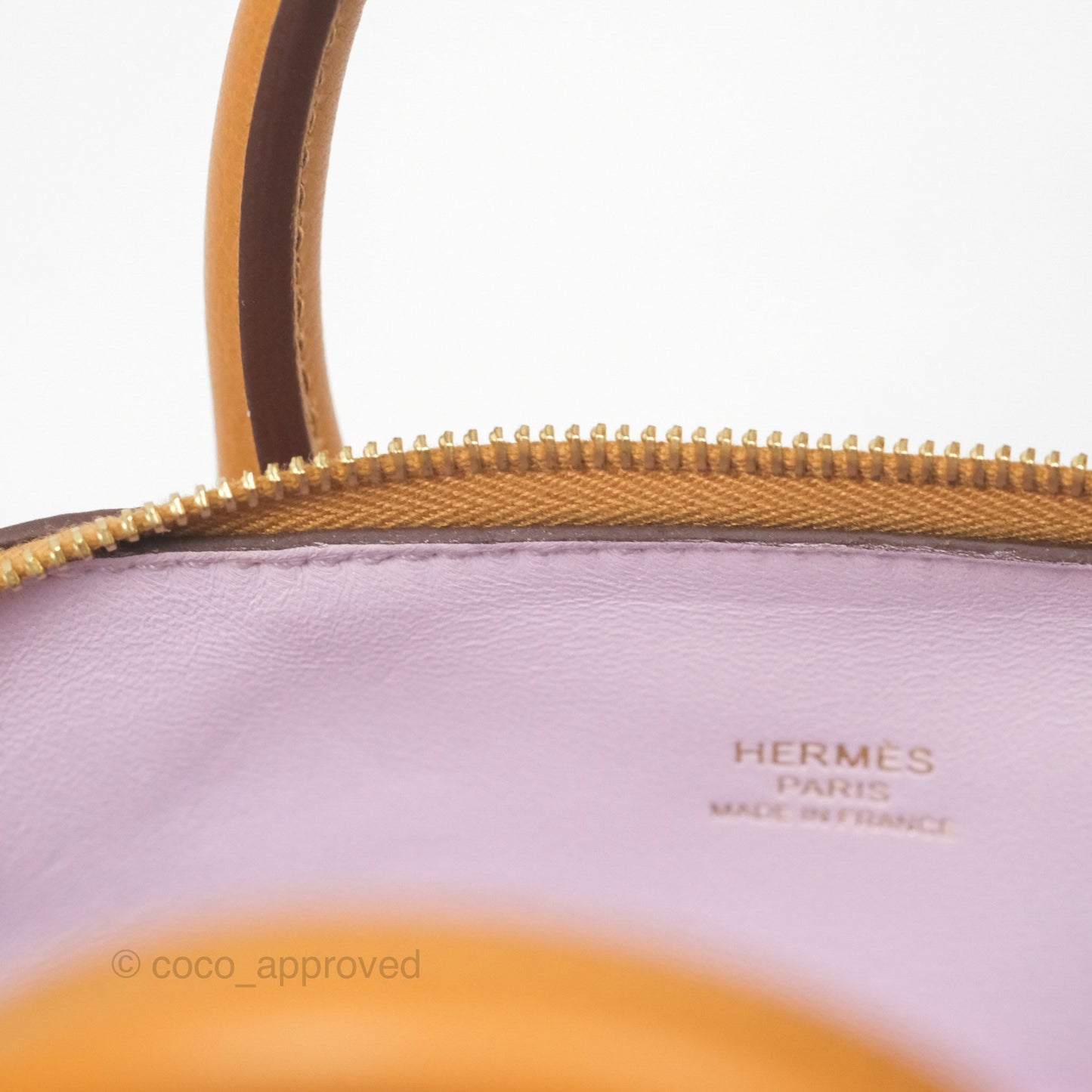 Hermès Bolide Mini 1923 Evercolor Caramel 28/ Mauve Pale 09 Gold Hardware
