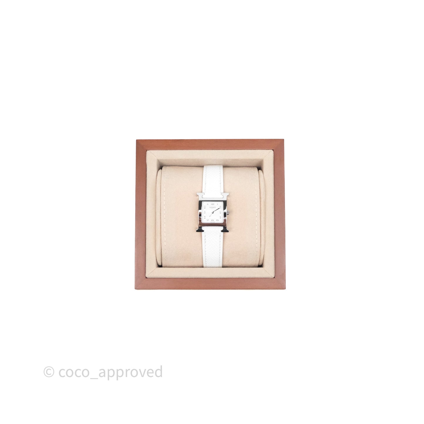 Hermès Heure H Watch Small Model 25 mm Blanc Epsom Palladium Hardware