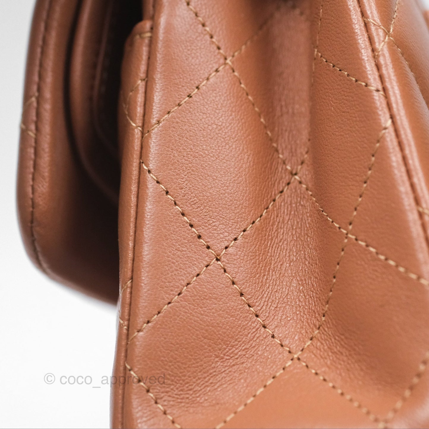 Chanel Small Classic Quilted Flap Dark Beige Caramel Lambskin Gold Hardware
