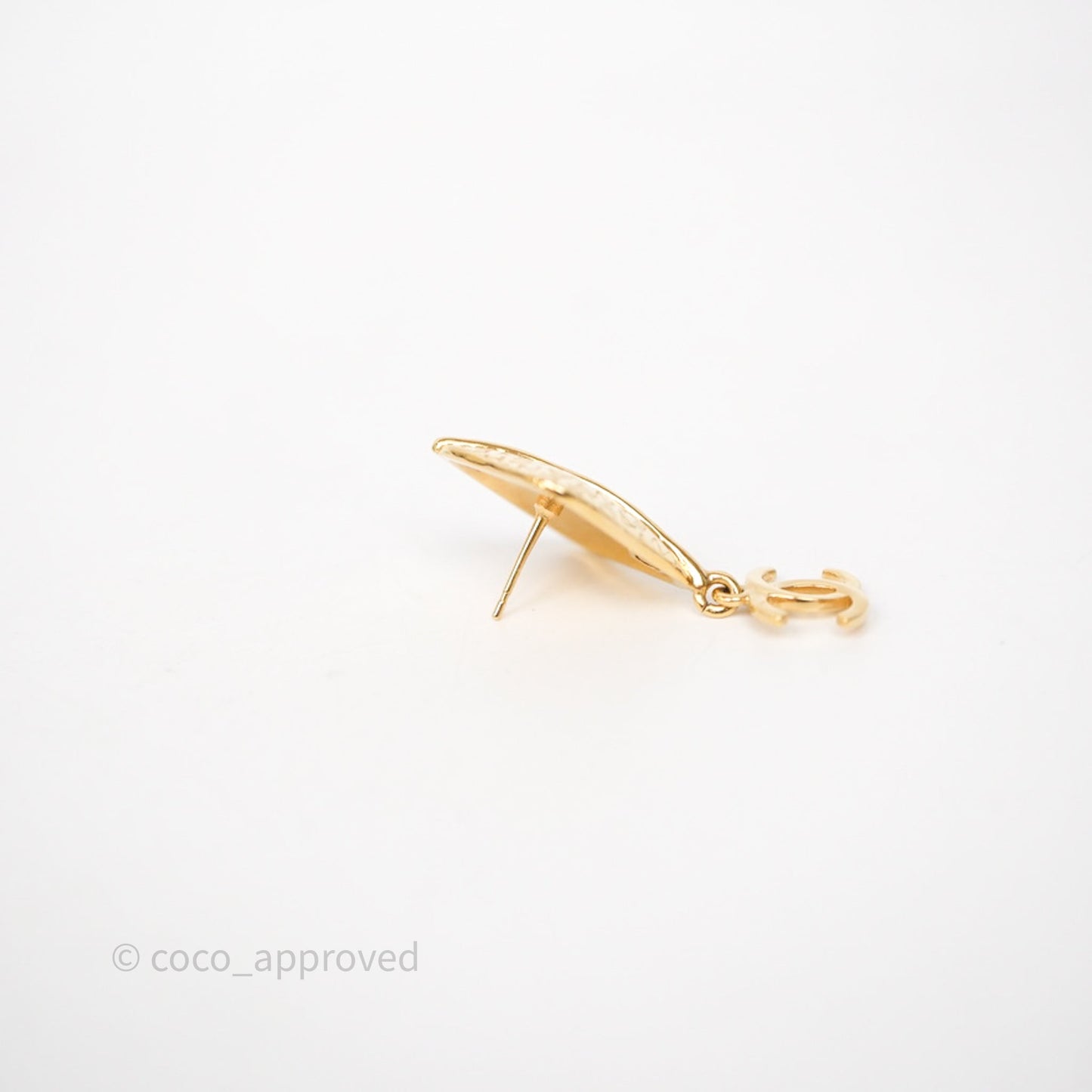 Chanel Square Drop CC Earrings Gold Tone 24K