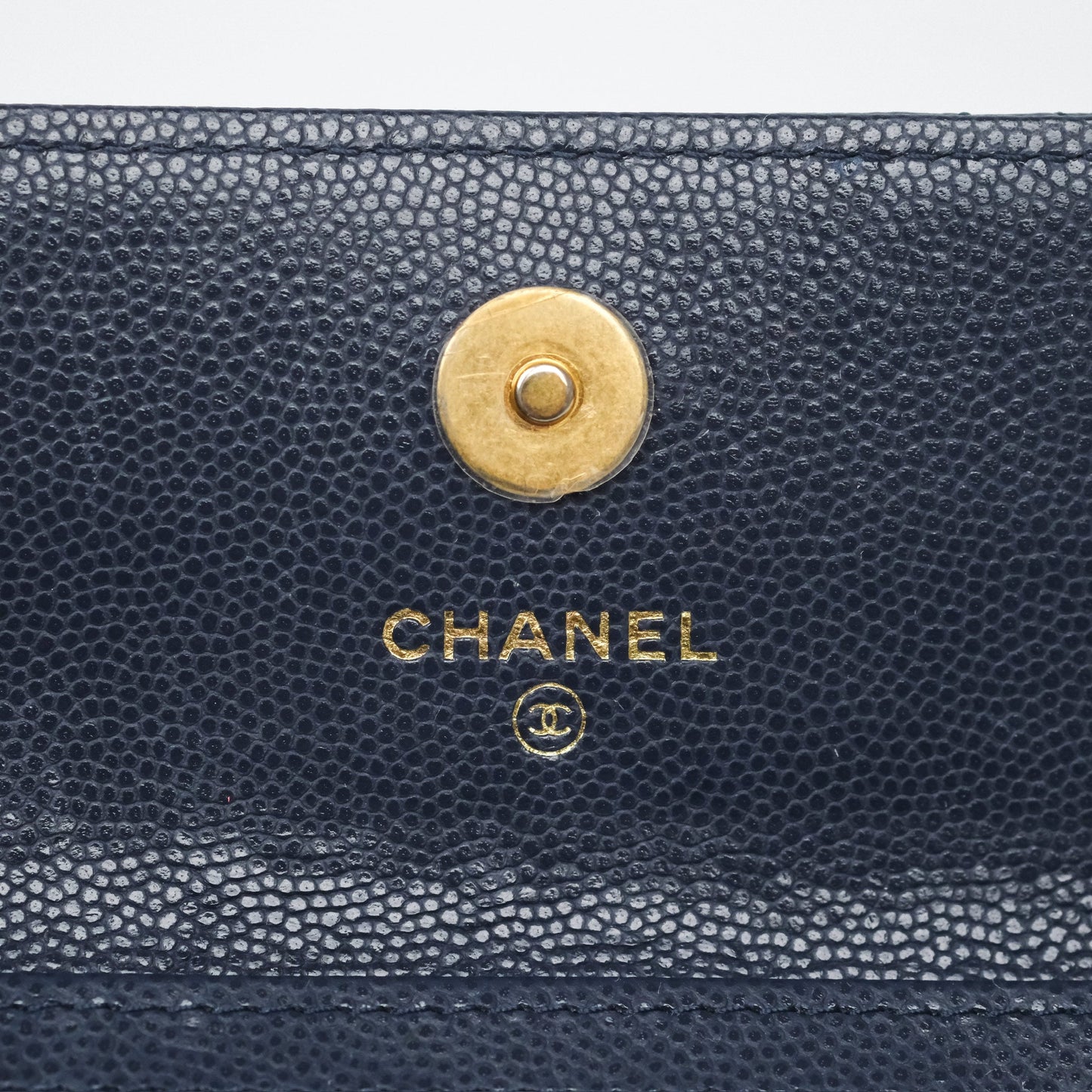 Chanel Twist Your Button Coin Purse With Chain Navy Shiny Caviar
