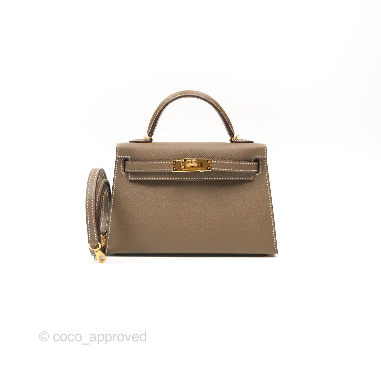 Hermès Mini Kelly II Etoupe Epsom Gold Hardware
