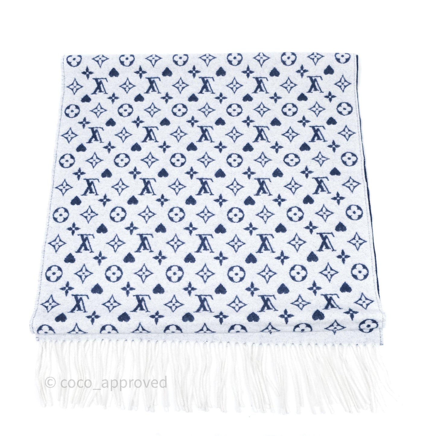 Louis Vuitton Monogram Game On Scarf Wool Blue