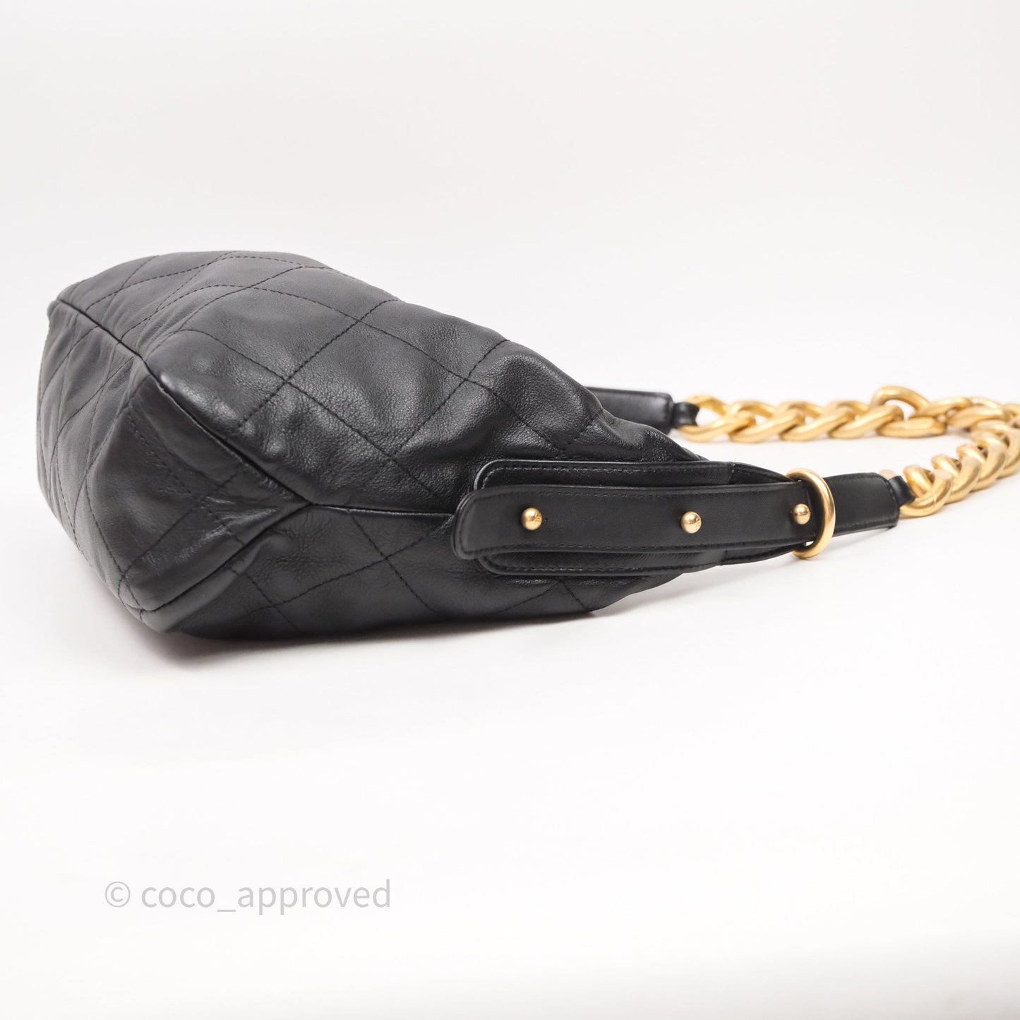 Chanel Hobo Bag Black Calfskin Aged Gold Hardware