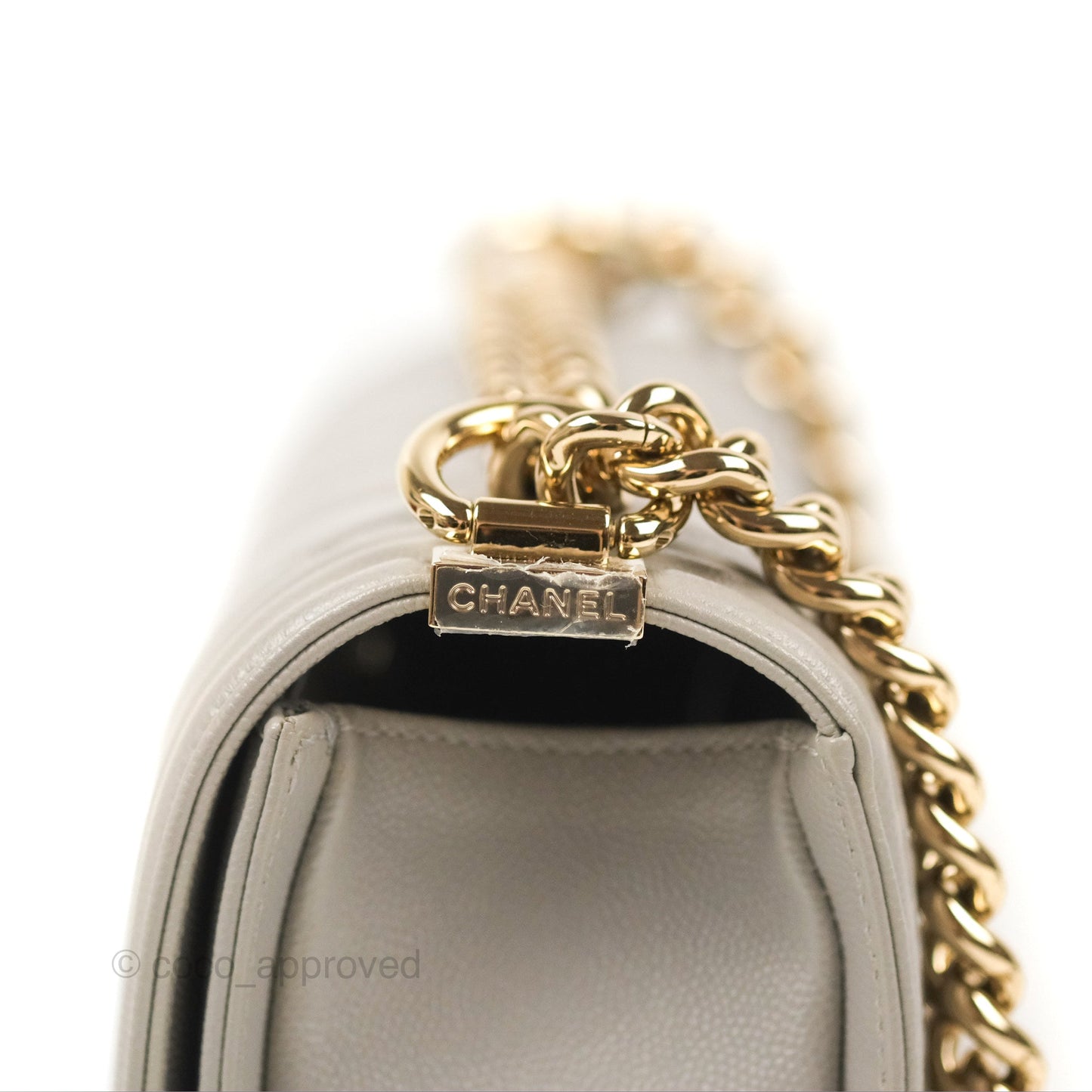 Chanel Medium Boy Chevron Grey Caviar Gold Hardware