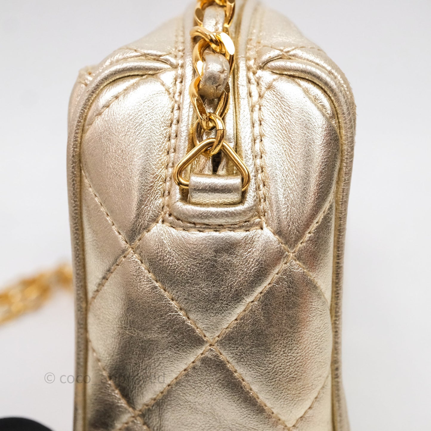 Chanel Vintage Camera Bag Gold Lambskin Gold Hardware