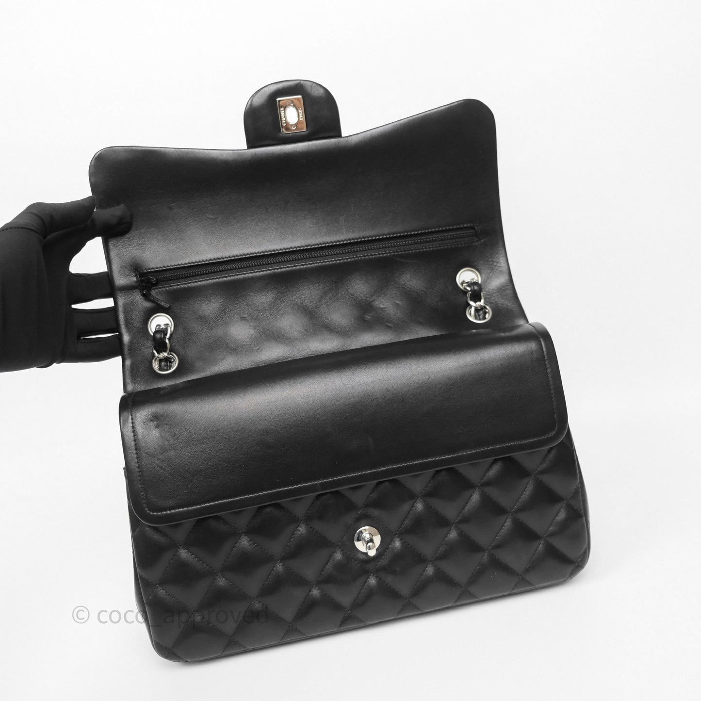 Chanel Jumbo Double Flap Black Lambskin Silver Hardware⁣⁣