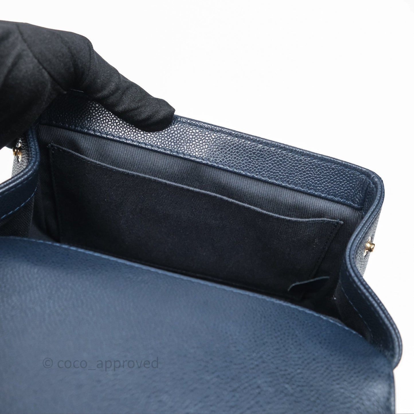 Chanel Quilted Small Business Affinity Flap Navy Caviar Gold Hardware