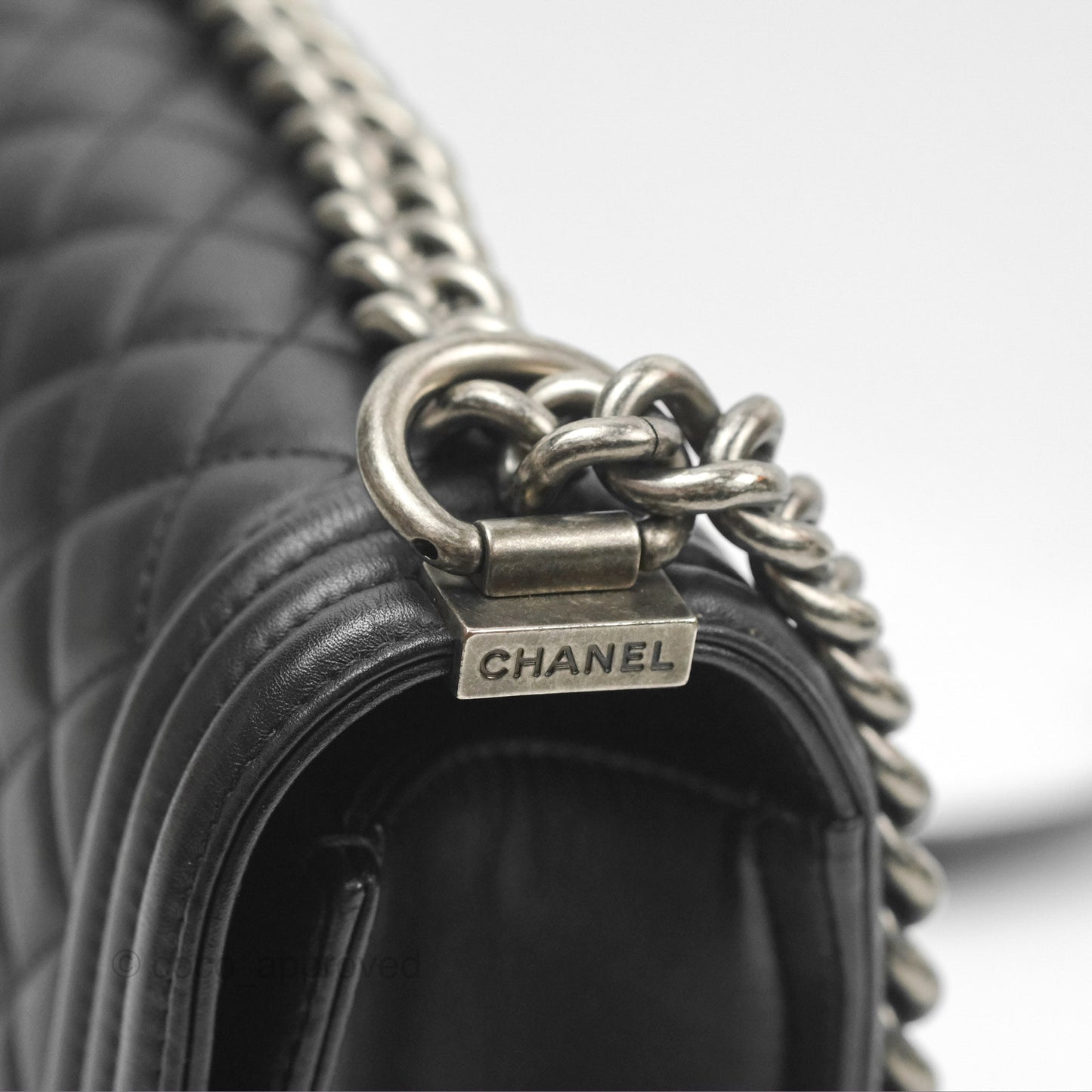 Chanel Quilted New Medium Boy Black Lambskin Ruthenium Hardware