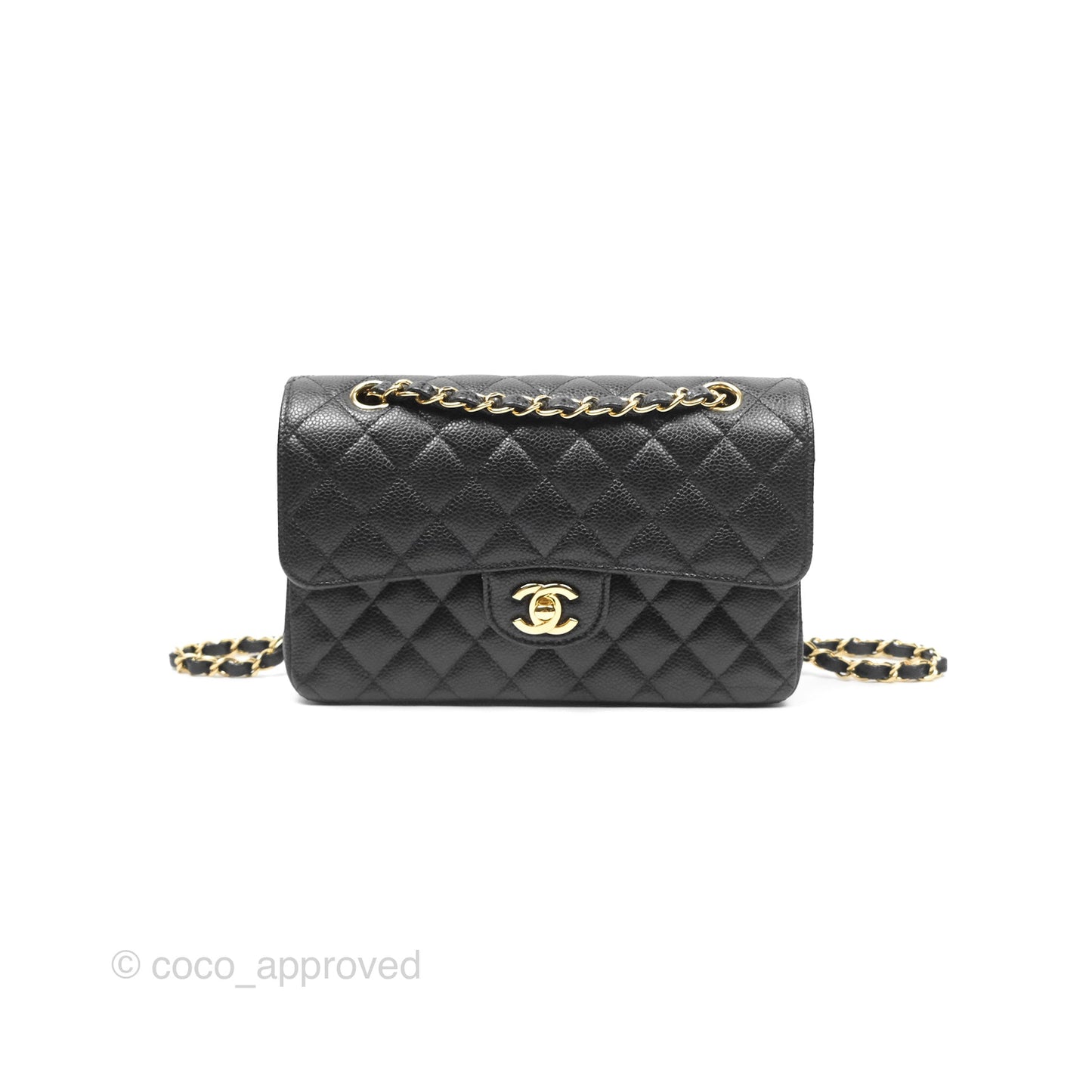 Chanel Small Classic Flap Quilted Black Caviar Gold Hardware