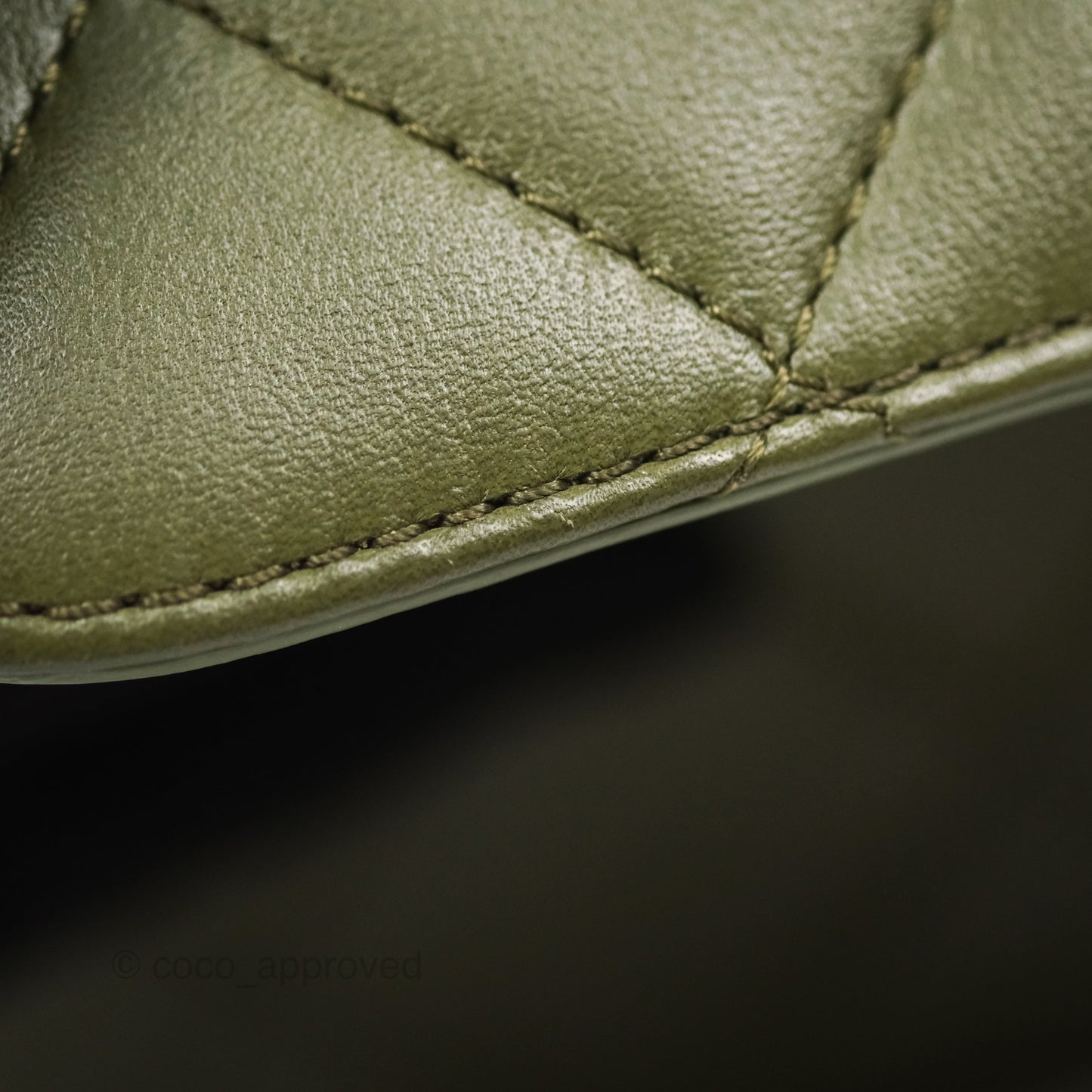 Chanel Small Coco Lady Quilted Flap Bag With Top Handle Olive Green Calfskin Gold Hardware