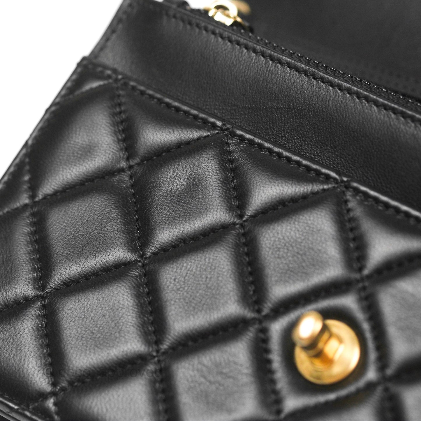 Chanel Quilted Pearl Crush Wallet on Chain WOC Black Lambskin Aged Gold Hardware