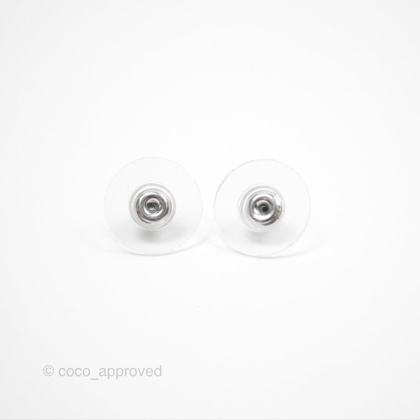Chanel CC Round Earrings Ruthenium Tone 18K