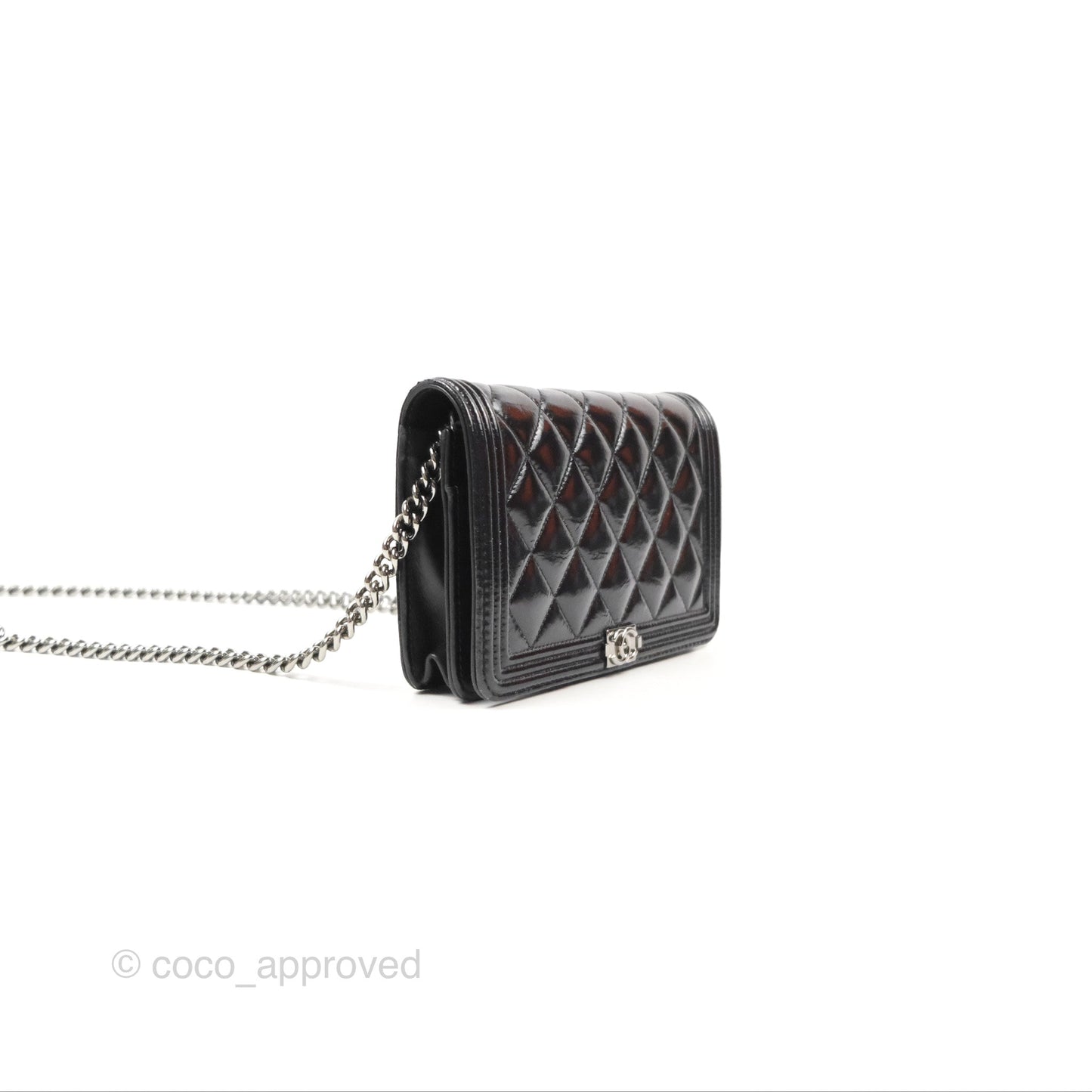 Chanel Quilted Boy Wallet on Chain WOC Black Aged Calfskin Gun Metal