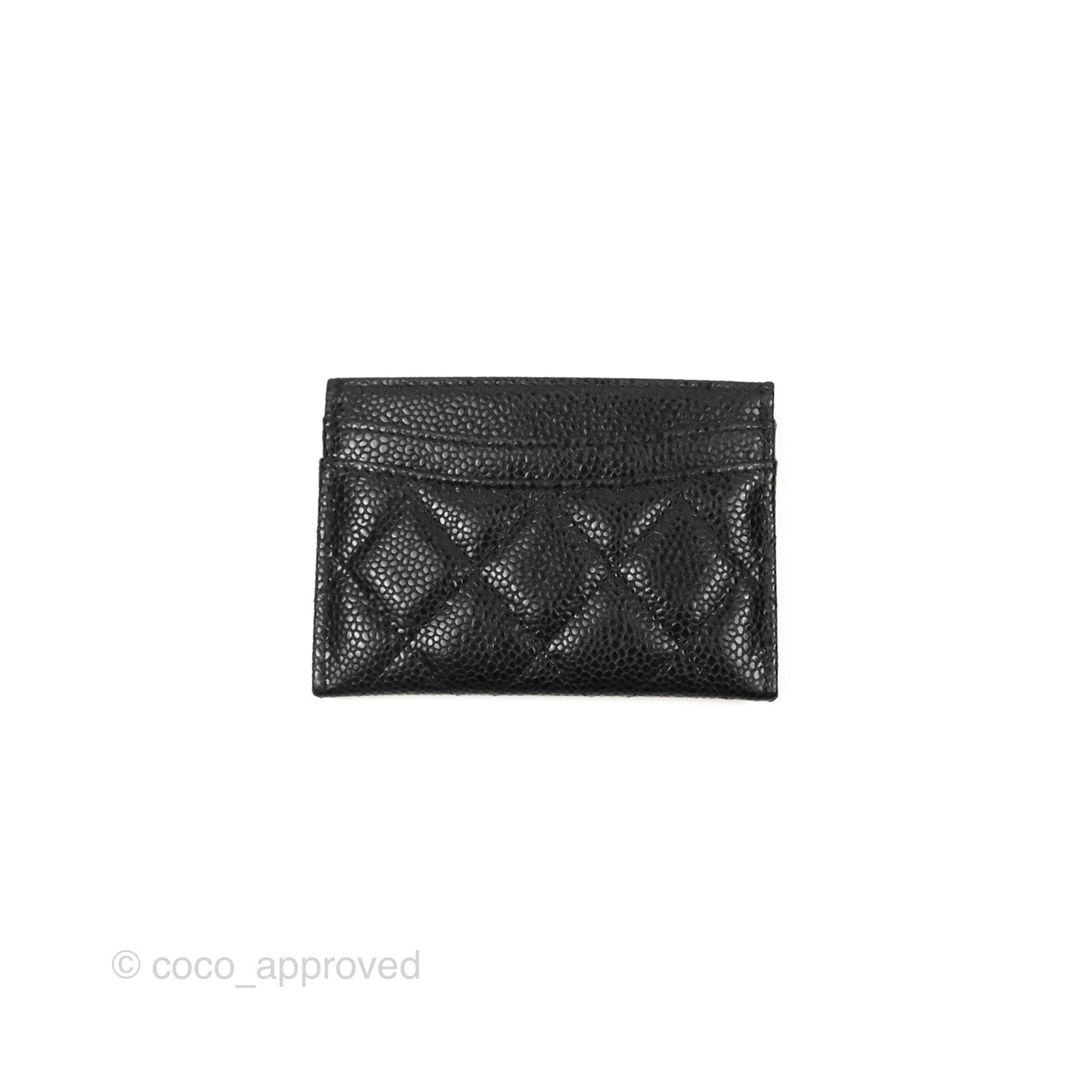 Chanel Classic Flat Card Holder Black Caviar Gold Hardware