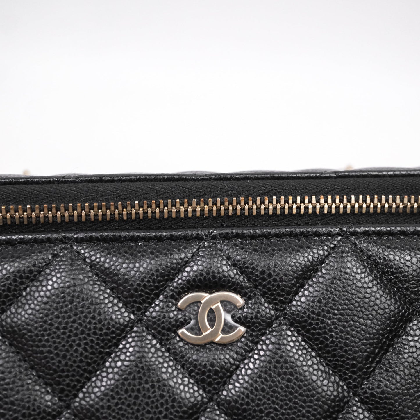 Chanel Vanity Rectangular With Chain Black Caviar Gold Hardware