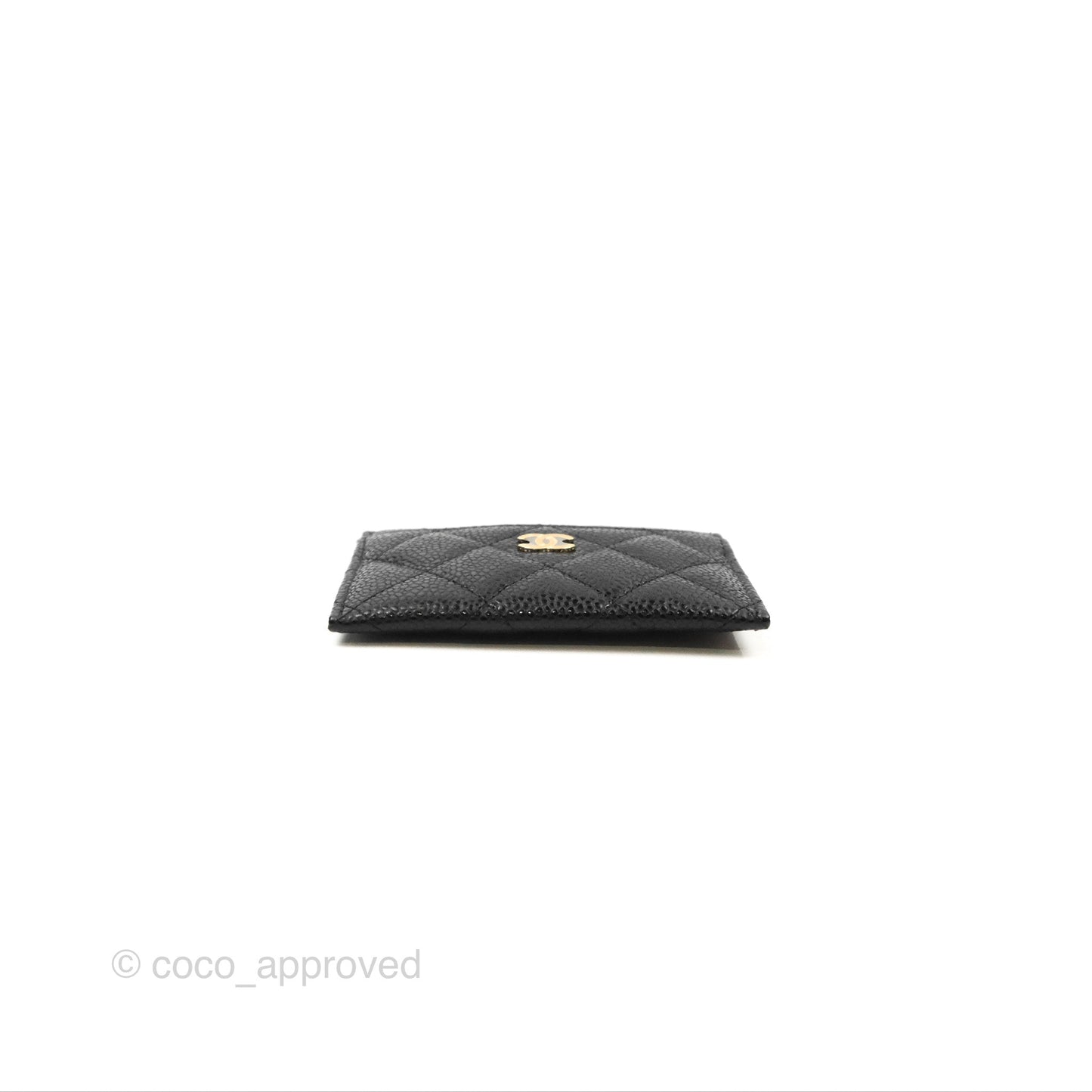 Chanel Classic Flat Card Holder Black Caviar Gold Hardware