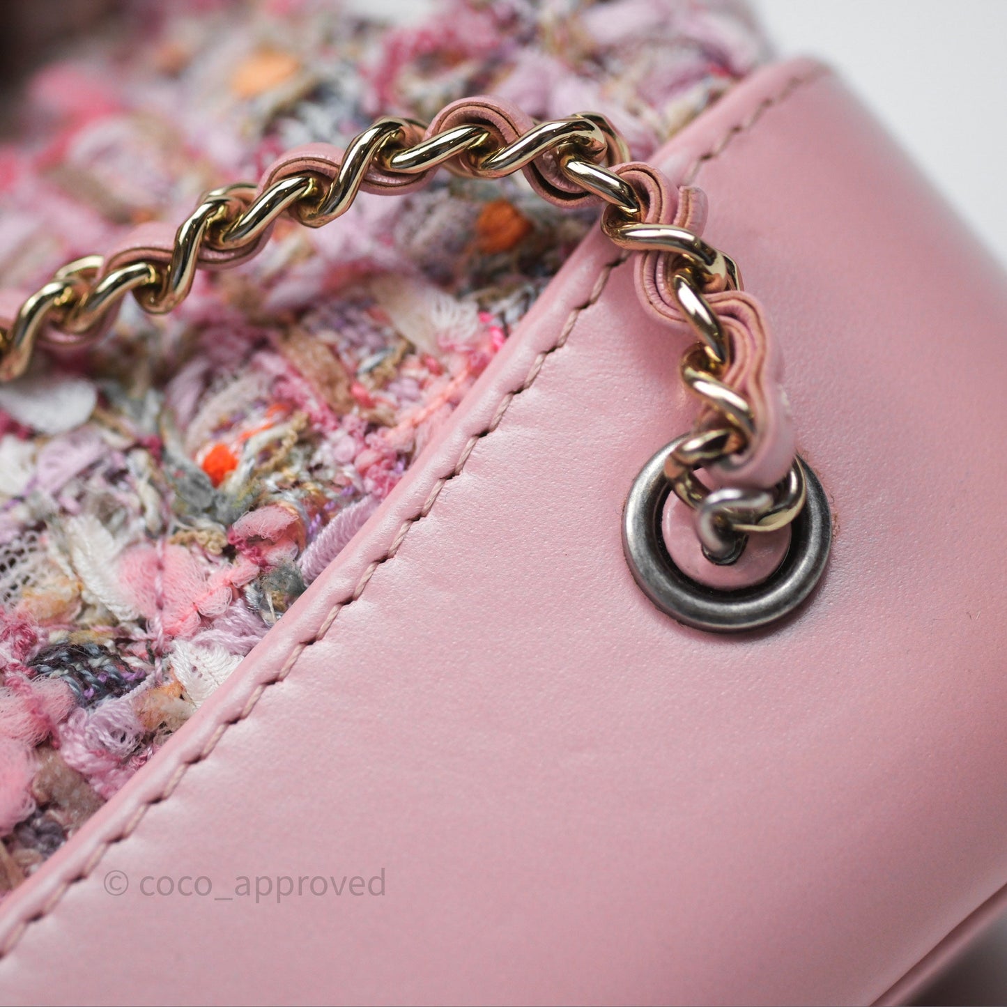 Chanel Gabrielle Small Backpack Pink Tweed Aged Calfskin