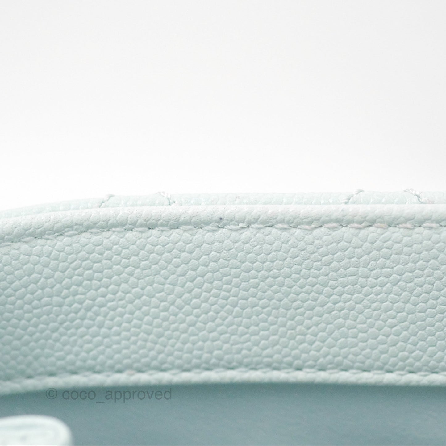 Chanel Small Coco Handle Quilted Light Baby Blue Caviar Gold Hardware