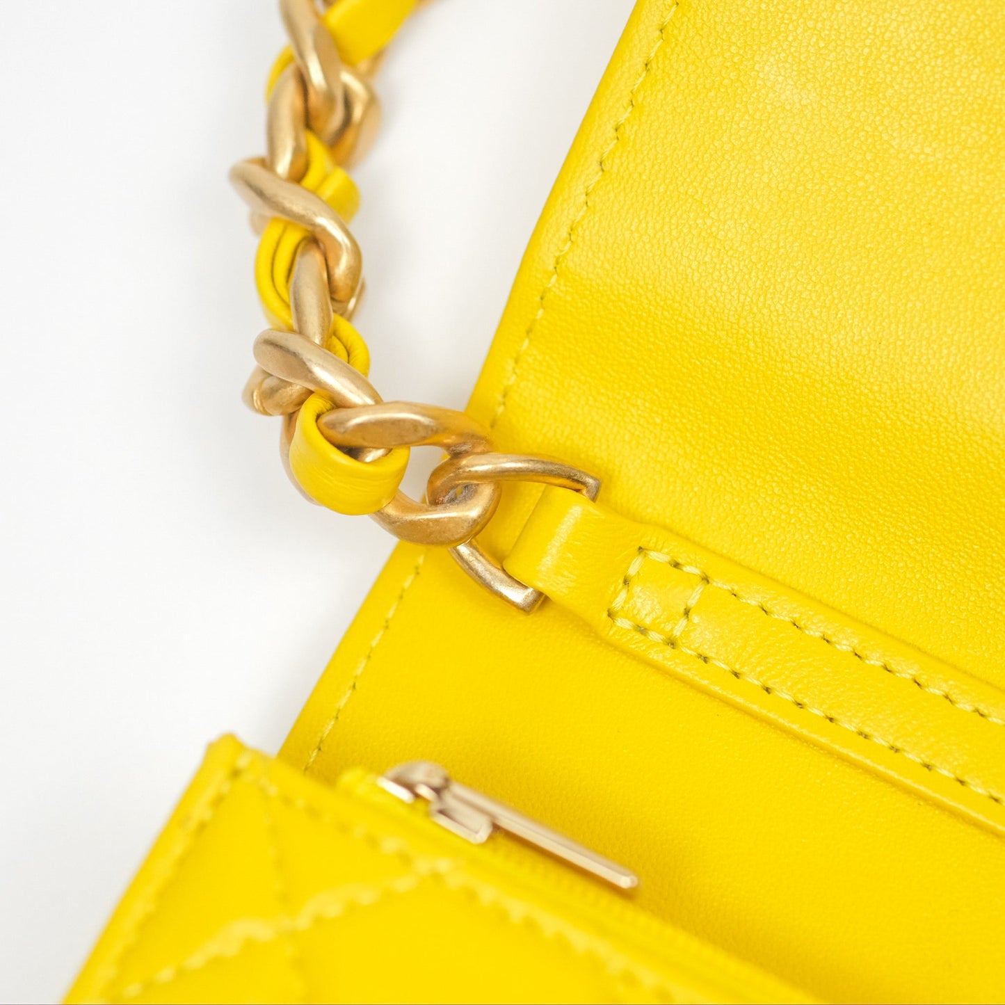 Chanel Lacquered Chain Mini WOC Yellow Lambskin