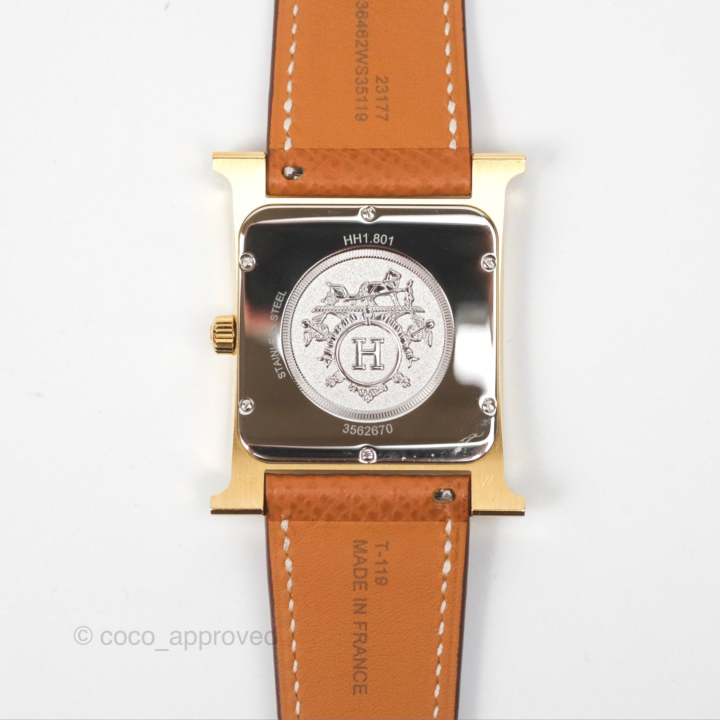 Hermès Heure H TGM 34mm Watch Gold Epsom Gold Hardware